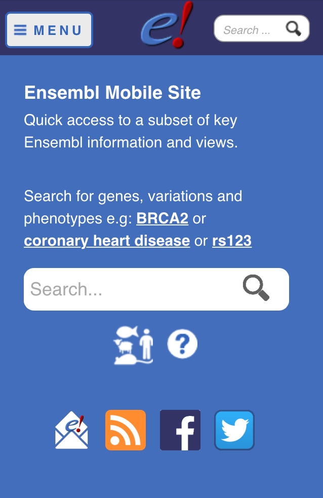 Ensembl mobile website